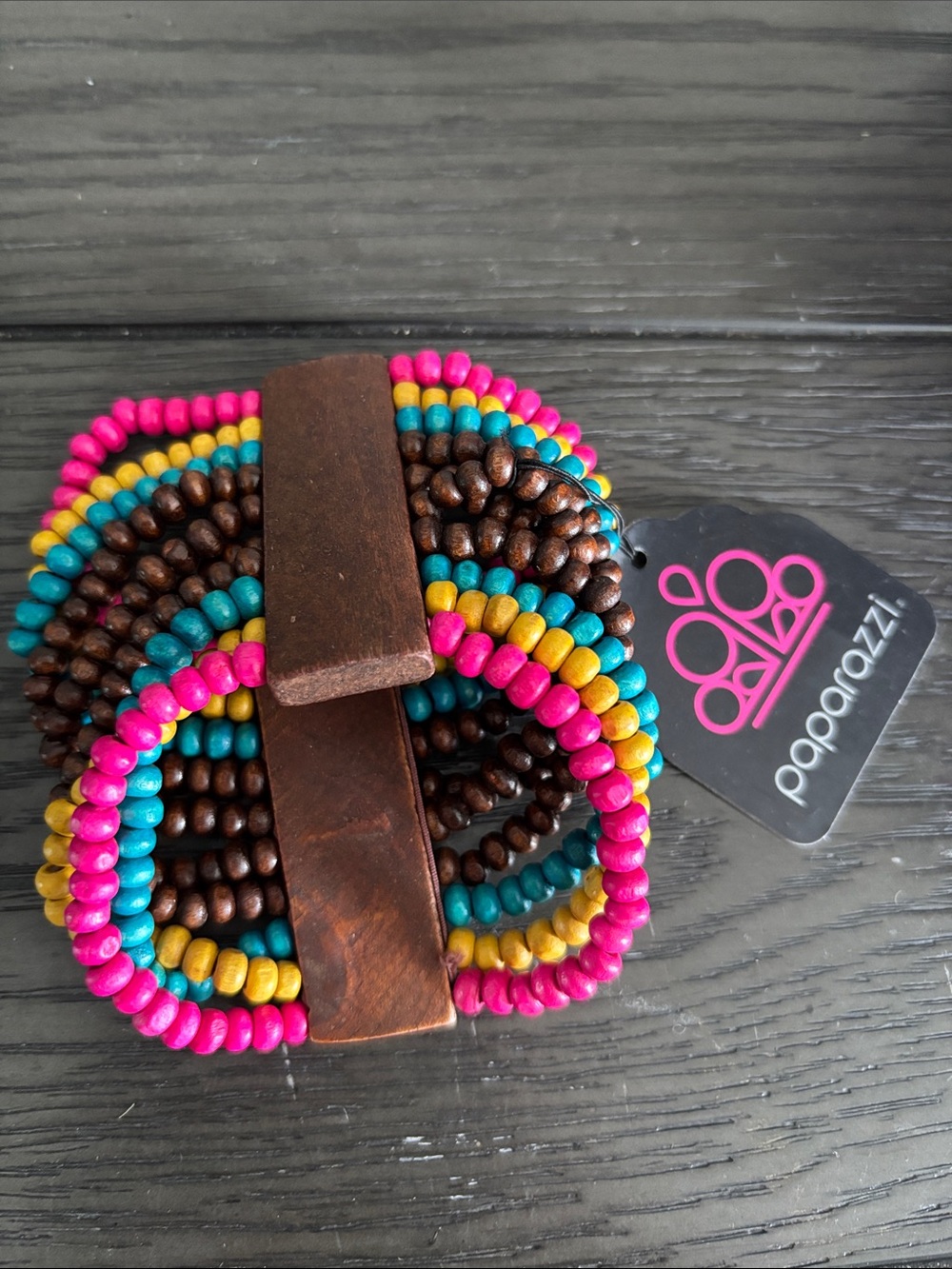 paparazzi Bright Beaded Multi-Row Bracelet - Pink, Turquoise, Yellow, Brown